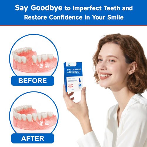 Dental Lab Denture Repair Adhesive Kit, 1oz Pro Instant Bonding Denture Glue for Repairs Cracks, Fills Gaps, Secures Loose Teeth, Safe Bonding with No Irritating Odor