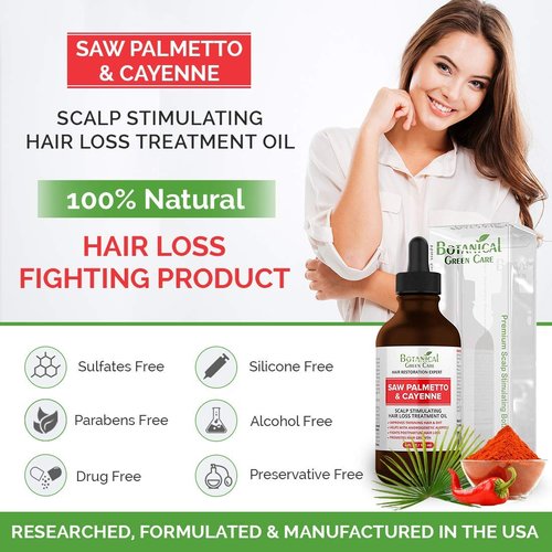 Saw Palmetto & Cayenne Hair Serum, Hair Growth Oil. Made in USA