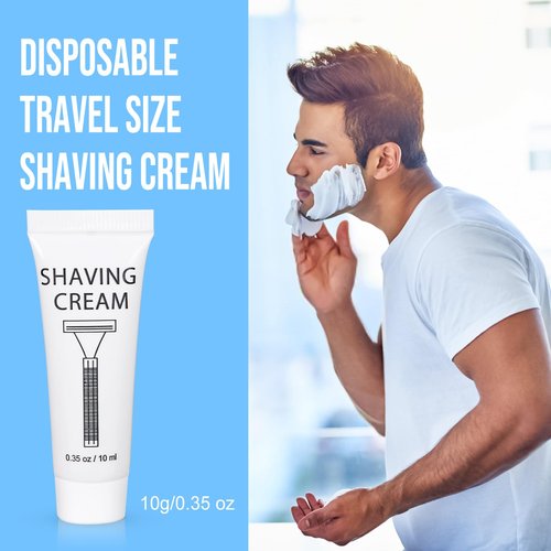 SLequipo Pack of 150 Disposable Shaving Cream Bulk, Individually Wrapped, 10g/0.35 oz, Travel Size Hotel Toiletries Amenities