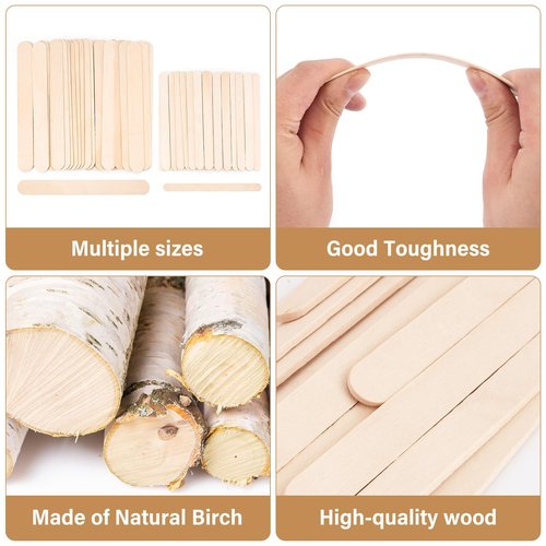 EWVVSS 2 Style 2000 Pcs Wax Sticks for Hair Removal Splinter-Free Wooden Waxing Sticks Large Wax Applicator Sticks Wax Stick for Body and Face, Craft Sticks,Popsicle Sticks, 6-Inch & 4.5-Inch
