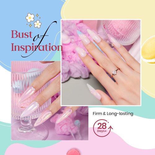 Beetles Poly Extension Gel Nail Kit Bubblegum Garden Chrome Powder Include Nail Kit for Beginners+ 8-in-1 Gel Builder for Nails