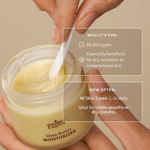 BAMBU EARTH Shea Butter Face Moisturizer - Deeply Nourishes and Hydrates Skin for a Smooth Texture and Balanced Complexion - Skincare with Natural Barrier Support for Healthy Skin - 1.5 oz net wt.