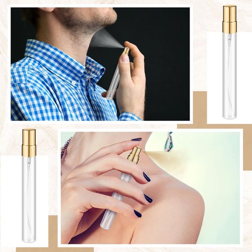 Domensi 60 Pcs 10ml Glass Perfume Refillable Bottles Decants Bulk for Perfumes Atomizer Spray Travel Glass Bottles with Atomizer Pump Bottle Kit for Travel Toiletries Fragrance Liquid