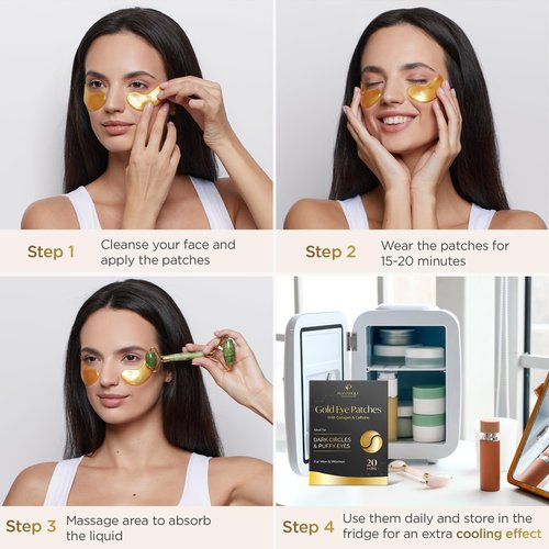 PLANTIFIQUE Foot Peeling Mask 4 pack and Gold Under Eye Patches for Puffy Eyes and Dark Circles 20 Pairs