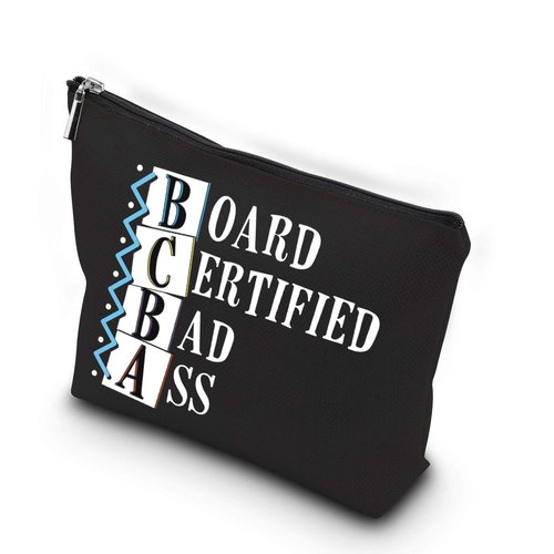 Generic WCGXKO Funny Behavior Analyst Gift BCBA Gift Board Certified Bad Ass Zipper Pouch Cosmetics Bag (BOARD CERTIFIED BAD ASS)