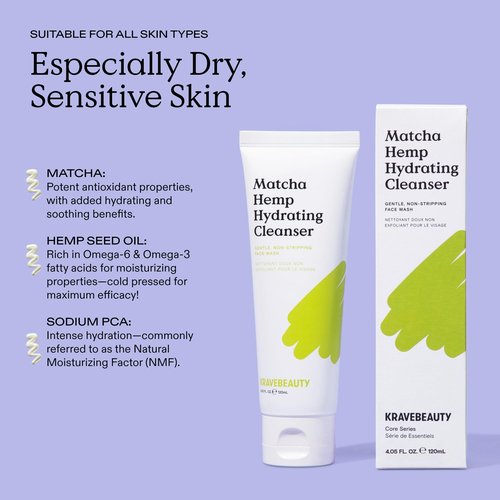 KraveBeauty Double Cleanse Duo, Makeup Re-Wined + Matcha Hemp Cleanser, Gentle Makeup Remover & Hydrating Cleanser, Hydrates and Preps Skin, Vegan & Cruelty Free, 3.38 fl oz 4.05 fl oz