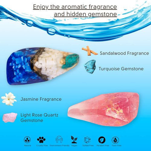 Earth & Home Rock Soap - Soap Rocks - Gemstone Soaps with Real Crystals inside – Decorative Crystal Soap with Natural Fragrance- Moisturizing & Scented Soap Gift for Women