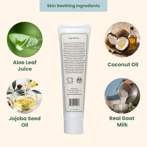 Way Natural Goat Milk Lotion, Fragrance-Free - Natural Facial Moisturizer for Women & Men w/Aloe - Hydrating Face Moisturizer for Dry Skin, Day & Night - Unscented Goat Milk Face Cream - 2oz Tube