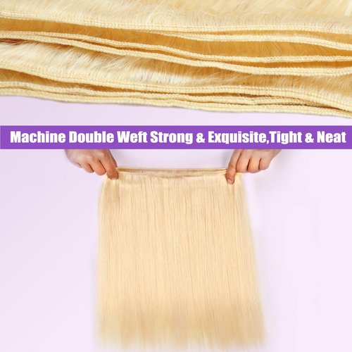 613 Bundles Human Hair 20 Inch Straight Blonde Bundles Human Hair 100% Unprocessed 12A Grade Brazilian Virgin Raw Hair Quick Weave 1 Bundles Hair Extensions for Women