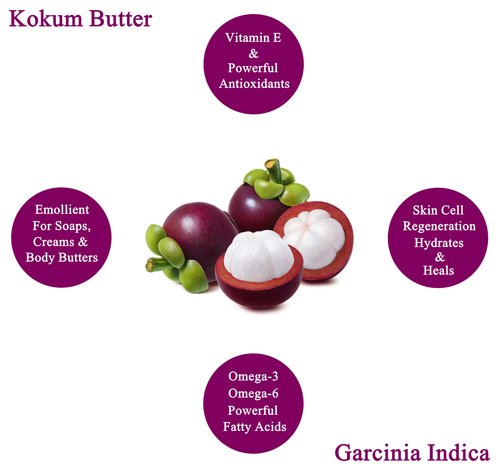Plant Guru Raw Kokum Butter 2 lbs. Bar 100% Pure Natural - Great for Skin, Body and Hair Moisturizer, DIY Creams, Balms, Lotions and Soap Making.