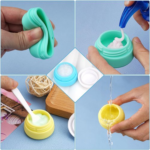 Kitchen GIMS Travel Containers for Toiletries 6 Pack 0.7oz TSA Approved Size Silicone Jars With Lids Leak-proof Accessories for Cosmetic Makeup Cream