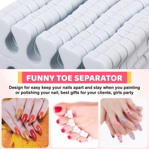 Potchen 300 Pcs Sponge Toe Separators for Nail Polish Bulk Finger Separators Toe Divider Spacer Pedicure Correct Foot Manicure Coating Gel Painting Soft Pedicure Supplies for Men Women, White