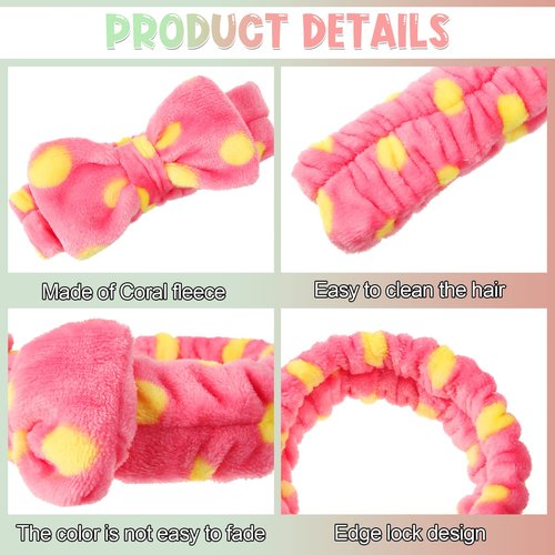 Tigeen 48 Pieces Spa Headband Bulk, Headband for Washing Face, Coral Fleece Bow Hair Band, Skincare Hair Band for Women Shower Cosmetic Facial Makeup Mask, 24 Styles
