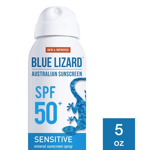 Blue Lizard Mineral Sunscreen Spray, SPF 50+ | Zinc Oxide Formula | Water-Resistant | Dermatologist-Recommended | 5 fl oz Pack of 2