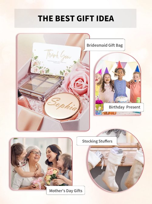 Getinbulk Compact Mirror Bulk, Pack of 12 Double-Sided 1X/2X Magnifying Metal Makeup Mirrors(Round, Rose Gold)