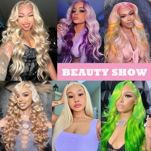 613 Frontal Body Wave 13x4 Transparent HD Lace Closure 100% Brazilian Ear To Ear Blonde Human Hair Frontal Free Part Pre Plucked with Baby Hair Bleached Knots 14 Inch