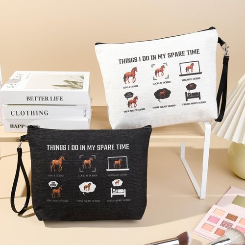 SOIDRAM 2PCS Western Makeup Bag Cow Makeup Bag Cosmetic Bag Travel Toiletry Bag