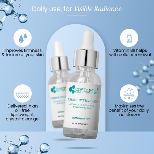 Supreme Hydra B5 Gel for Face – Deeply Moisturizing HA Gel with Antioxidants and Vitamin B5 – Oil-Free Hydrating Moisturizer for Smooth, Plump Skin – 1 fl oz