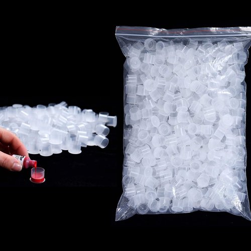 Tattoo Ink Caps Medium,1000pcs White Plastic Disposable Pigment Caps Microblading Makeup Tattoo Ink Cups Caps with Base Sizes 13 Medium for Tattoo Ink