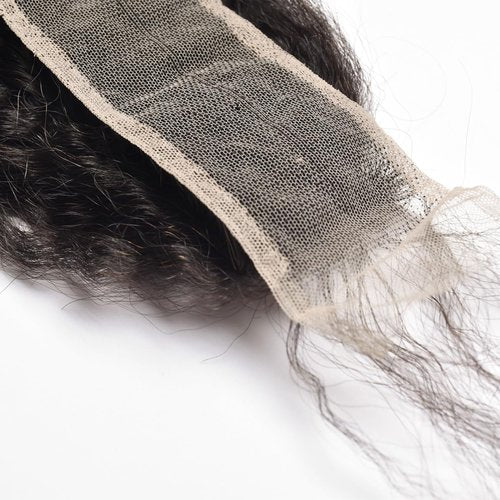 2x6 Kinky Straight Lace Closure Brazilian Human Hair Coarse Italy Yaki Closure 6x2 Frontal For Black Women Pre Plucked Natural Black (2x6 kinky straight closure, 16inch)
