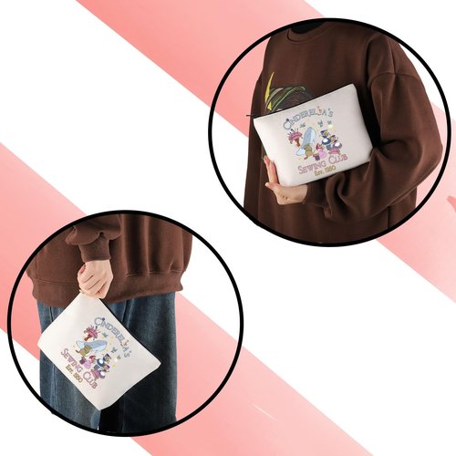 KUIYAI Princess Movie Merchandise Cosmetic Bag Jaq and Gus Lovers Gift WDW Character Gift Sewing Club Est 1950 Makeup Bag (Cinder1950Mup)