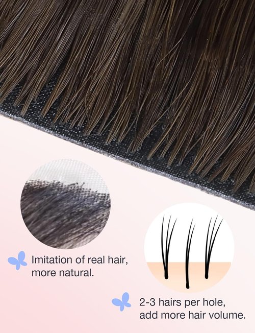 DOORES Injected Seamless Tape in Hair Extensions Human Hair Invisi Edge, Dark Brown to Chestnut Brown 10 Injection Tape-ins with 10 Classic Tape-ins 50g 16 Inch, Tape in Extensions