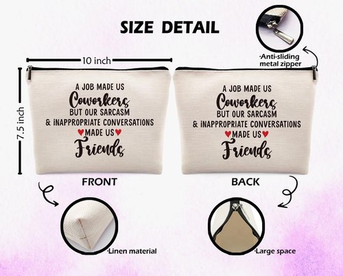 Dwept Funny Coworker Gifts Makeup Bag, Farewell Leaving Going Away Gifts for Colleagues Cosmetic Bag, Thank You Gifts for Coworkers Makeup Bag for Purse, A Job Made Us Coworkers Travel Bag