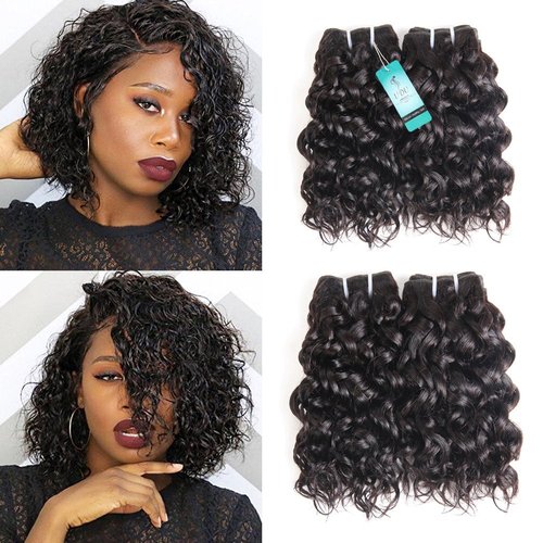 UDU Malaysian 50g 1B# Human Hair Extensions Remy Hair Bundles Short Curly Hair (8 inch without closure)