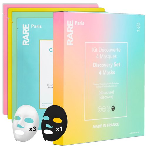RARE Paris – Discovery Face Mask Set – 4 Sheet Masks for Hydration, Glow & Skin Balance – Regenerates, Soothes, Nourishes & Purifies – All Skin Types