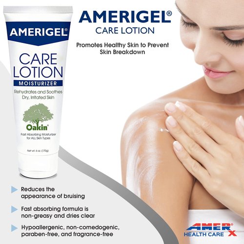 AMERIGEL Total Day & Night Skin Care Bundle - Care Lotion Hypoallergenic Moisturizer & Diabetic Skin Care (6 oz.) - Barrier Lotion Skin Protectant To Protect Chafed Skin (6 oz.)