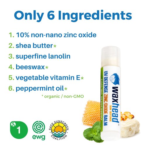 Waxhead Zinc Oxide Lip Balm – Reef Safe Sunscreen Lip Balm for Sensitive Skin, Non-Nano Waterproof Chapstick SPF with Lanolin + Shea Butter, Biodegradable Lip Sunscreen (Mint 4 Pack)