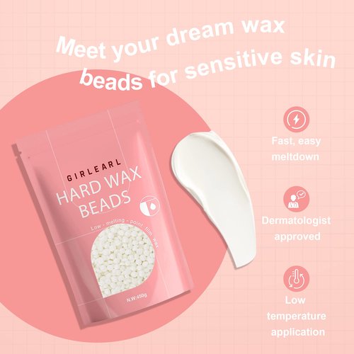 GIRLEARLE Hard Wax Beads 2-Pack, 1lb Rose for Coarse Hair Full Body, 1lb Unscented for Sensitive Skin Body, Brazilian Bikini, Eyebrow, Facial