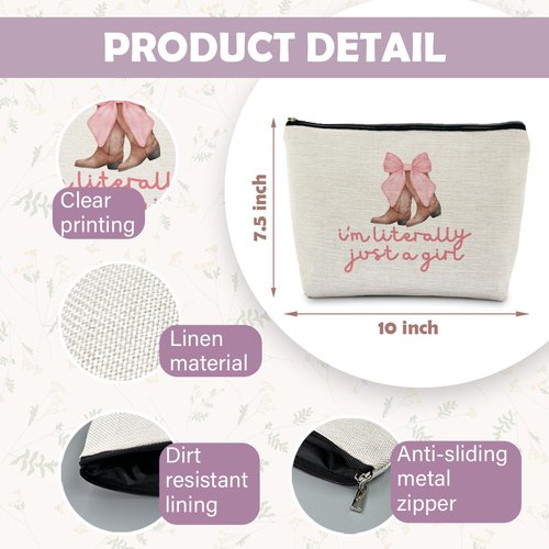 RYYCDOI Pink Western Makeup Bag, Cowgirl Makeup Bag, Pink Coquette Bow Cosmetic Bag, Western Gifts for Women, Cowgirl Gifts, Girly Makeup Bag, Preppy Makeup Bag, Cowgirl Stuff, Western Zipper Pouch