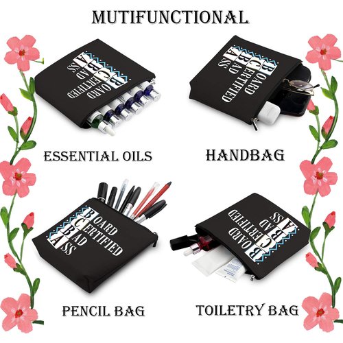 Generic WCGXKO Funny Behavior Analyst Gift BCBA Gift Board Certified Bad Ass Zipper Pouch Cosmetics Bag (BOARD CERTIFIED BAD ASS)