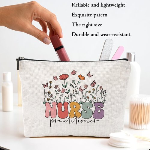 MQBMQB Nurse Practitioner Gifts for women Makeup Bag Nursing Cosmetic Bag Accessories Appreciation Gifts for Women Nurses Coworkers Graduation Birthday Survival Kit Makeup Travel pouch