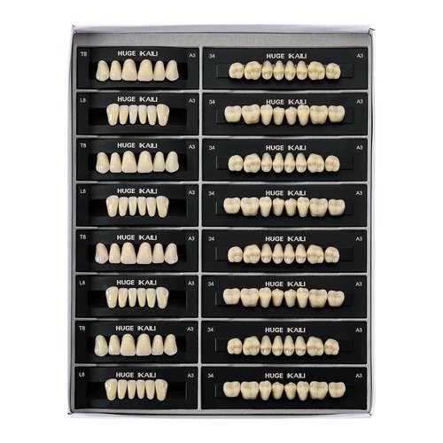 112 Pcs Dental Acrylic Resin Denture False Teeth Shade A3 T8, 4 Sets Synthetic Polymer Resin Fake Teeth for Replacement, Halloween, DIY (28pcs/set)