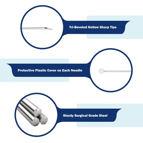 Beauty7 100PCS 15G Gauge 1.4mm Sterilized Surgical Steel Piercing Needles Body Ear Navel Nipple Piercing