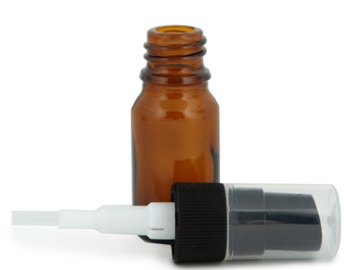 Vivaplex, 24, Amber, 10 ml (1/3 oz) Glass Bottles, with Black Fine Mist Sprayer's