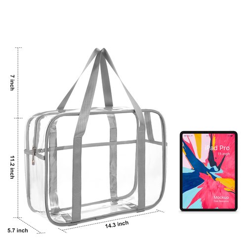 UEOE Large Thick PVC Zippered Bags - Cosmetic Makeup Toiletry Bags For Daily Work, Travel, Sports (Grey)