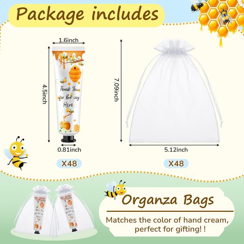 Swiffen 48 Sets Honey Hand Cream Gifts Bulk Baby Shower Hand Cream Travel Size Lotion Bulk Fall Thanksgiving Party Supplies Favors Birthday Wedding for Guest