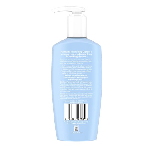 Neutrogena Fresh Foaming Gentle Daily Facial Cleanser & Makeup Remover, Soap Free, Removes Dirt, Oil & Waterproof Makeup, Non-Comedogenic & Hypoallergenic, 6.7 fl. oz
