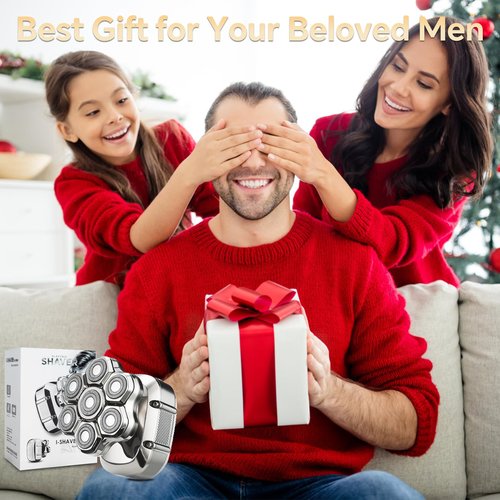 RUIM Head Shavers for Bald Men, 7D Magnetic Rotary Electric Razor, IPX7 Waterproof for Wet & Dry Use, with LED Display, USB-C Charging & 5-in-1 Grooming Kit