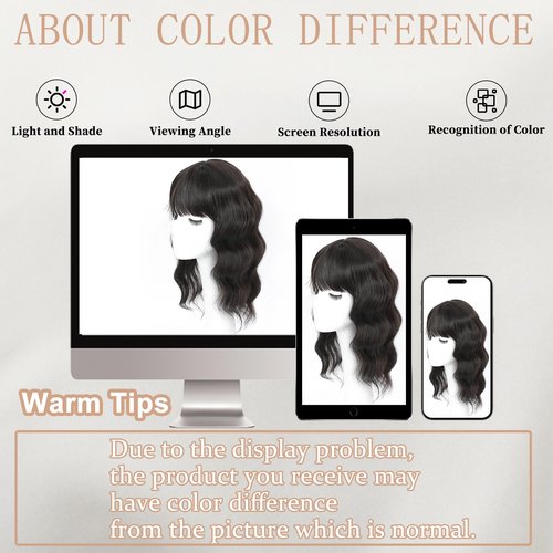 HAITOO Hair Toppers for Women, 18 Inch Toppers Hair Pieces for Women with Thinning Hair Wispy Clip in Bangs 360° 3D Big Coverage Base Curly Wavy (Black, 18Inch Wispy bangs)