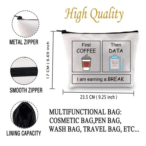 JXGZSO Teacher Zipper Pouch Makeup Bag BCBA Therapist Behavior Special Education Gift S Psychologist Gift (First COFFEE Then Bag)