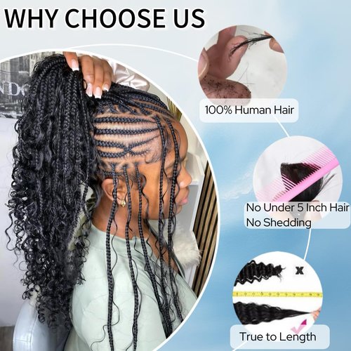 Human Braiding Hair for Boho Braids 18inch 100% human hair Water Wave Bulk Braiding Knotless No Weft Curly Bundles Human Hair Wet and Wavy Micro Hair Extensions Bulk 2 Bundles 100g hair Natural Color