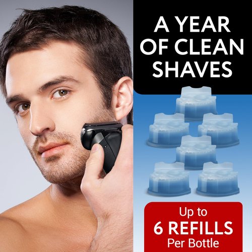 IMPRESA Shaver & Razor Cleaning Solution - 34 Fl Oz Liquid Refill - Compatible with Braun Clean & Renew Series 3, 7 & 9 Cartridges - Scent-Free Shaver Cleaning Liquid