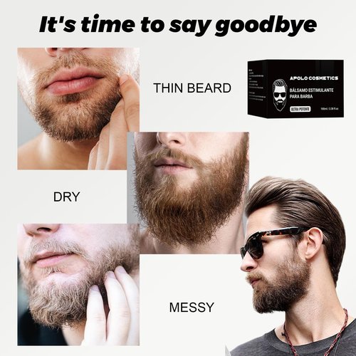 apolo cosmetics Para Barba, Ultra Potente Estimulante de Barba, Bálsamo para Crecimiento de Barba Crema, Beard Growth Blam, Softner/Unscented Beard Butter, Sin Irritación 100ml/3.38floz (1 PC, 1)