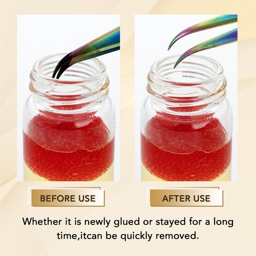 GOLLEE Eyelash Extension Tweezer Cleaner - Tweezer Cleanser with Sponge Ball for Lash Glue Remover - Red, Modern Style