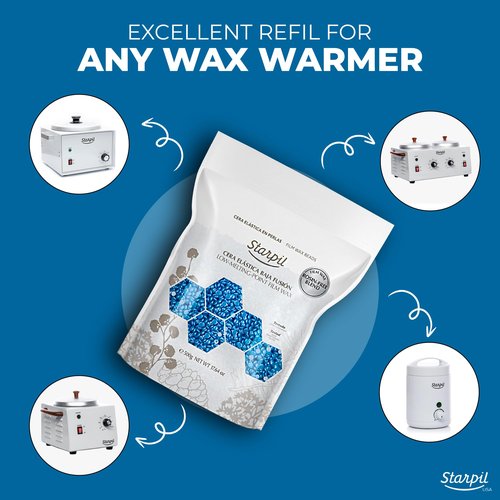Starpil Wax 500g / 1.1 lb Blue hypoallergenic Hard Wax Beads for Painless Hair Removal, Stripless Body Wax Beans, Polymer Blend Bikini Wax, Coarse Hair Removal hypoallergenic Beads for Sensitive Skin