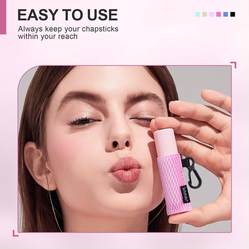 SIDESUGAR 3 PCS Lip Balm Sleeves Elastic Chapstick Holder Key Chain Tight-Knit Lip Gloss Holder Keychain - Black